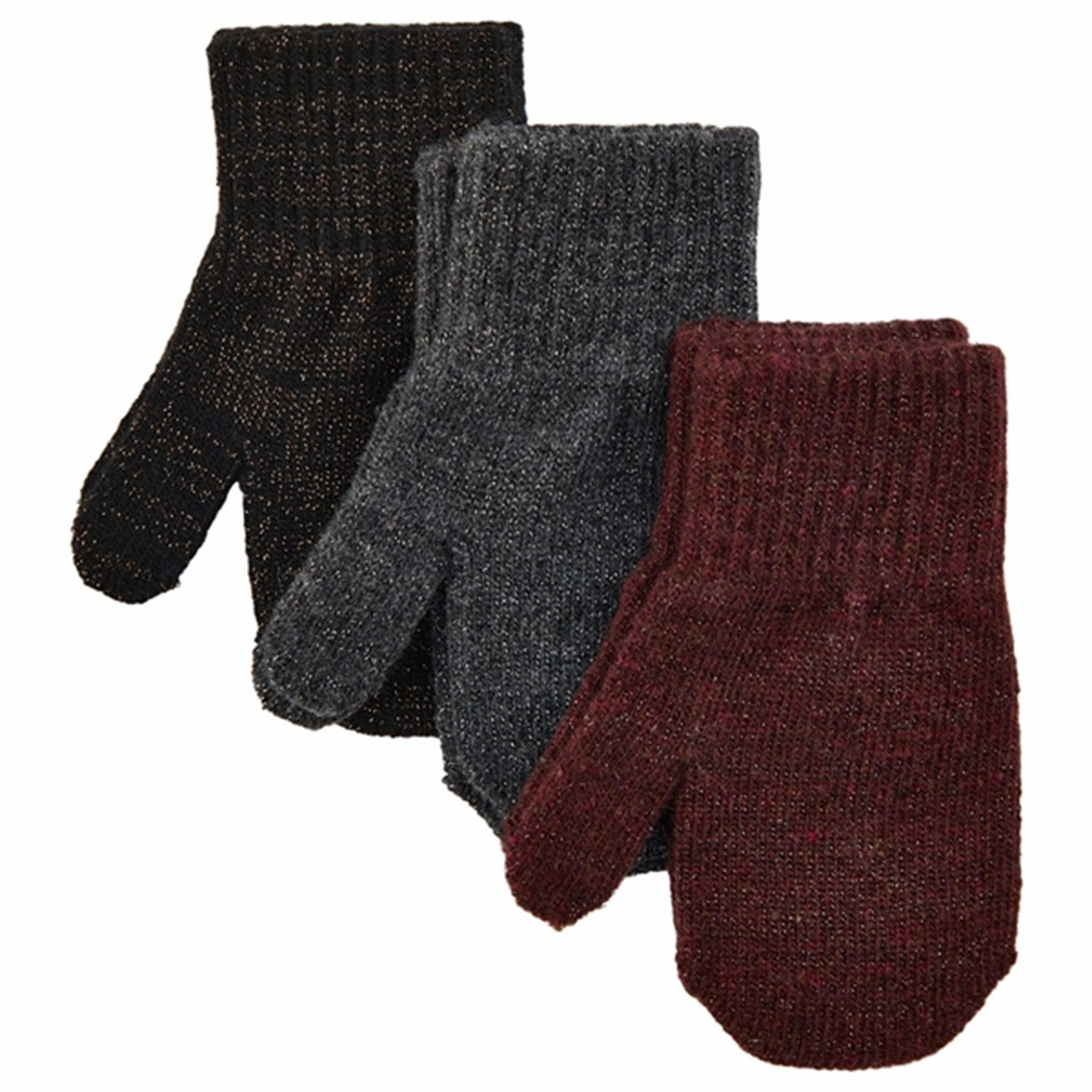Mikk-Line Magic Mittens W/Lurex 3-Pack Decadent Chocolate Black Antrazite Dont Miss Out!