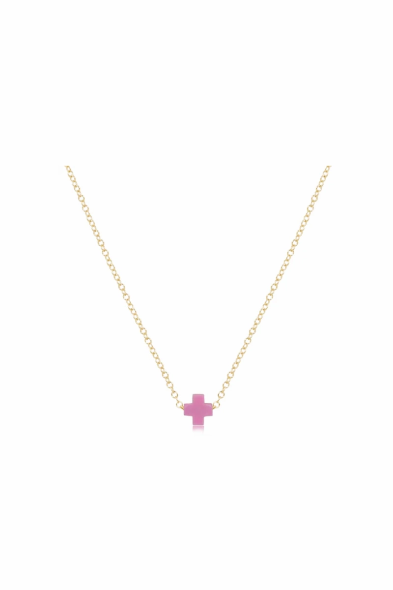 16" Necklace Gold - Signature Cross Small Bright Pink Shop Today & Save