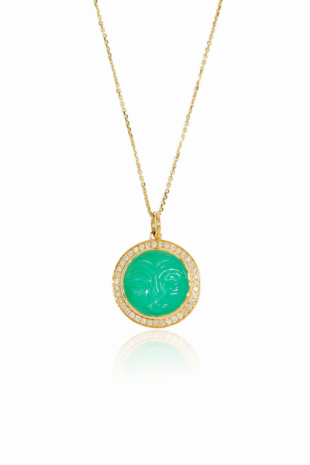 Steal the Deal Now Diamond Man In The Moon Chrysophase Pendant Necklace