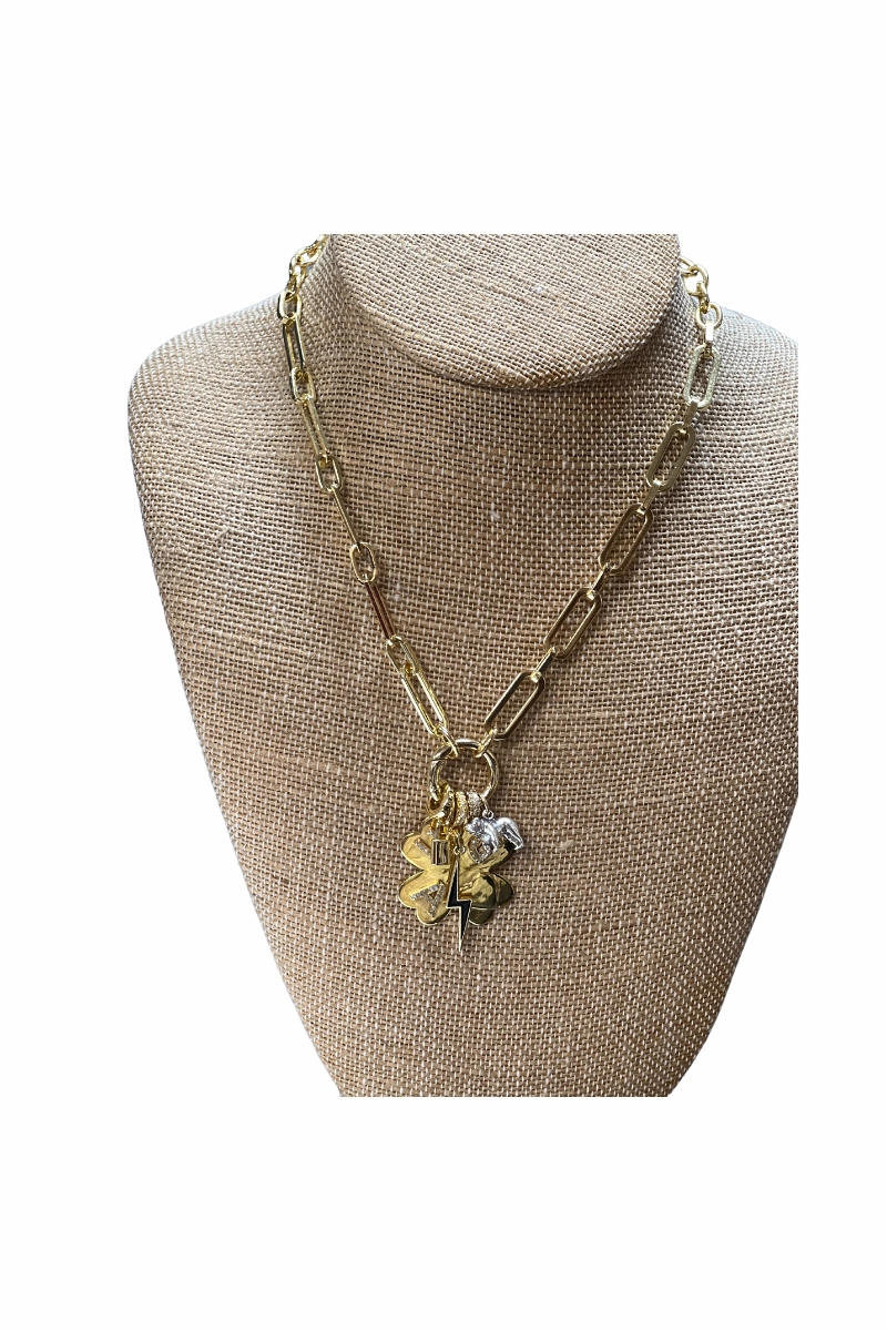 Weekend Sale Special Gold Filled Mixed Chunky Chain-Type 1 W/Clover Charm
