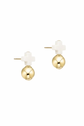 Signature Cross Off-White Stud - Gold Exclusive Online Offer