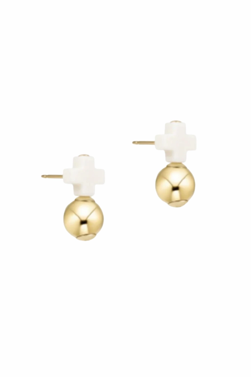 Signature Cross Off-White Stud - Gold Exclusive Online Offer