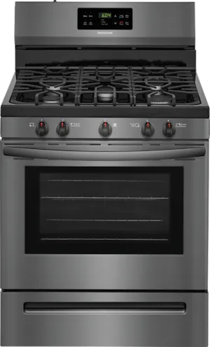 Frigidaire 30" Free Standing Gas Self Clean 5 Burner - Black Stainless - FFGF3054TD