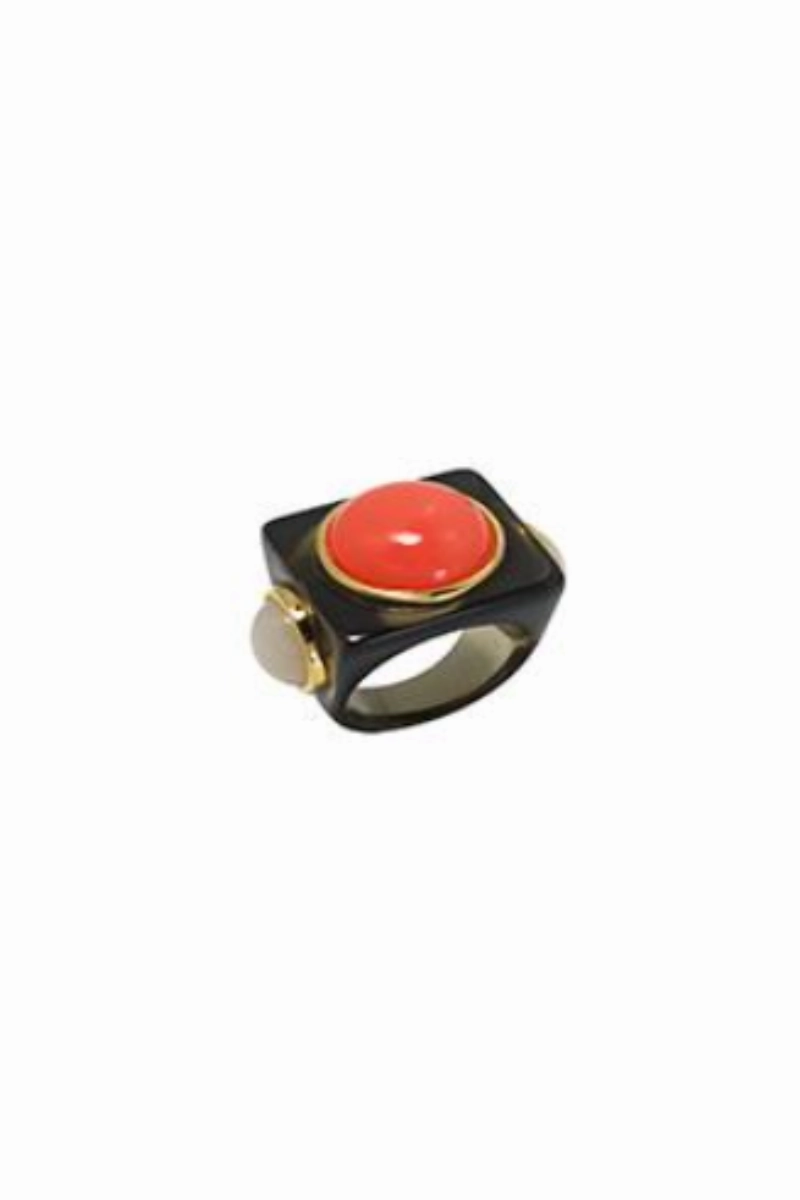 Mega Savings Now Biggest Savings Now Frosty Lobster Semi-Opaque Ring With Opal End Stones