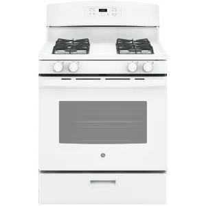 GE 30" Deluxe Gas Freestanding Range Steam Cleaning - White - JCGBS60DEKWW