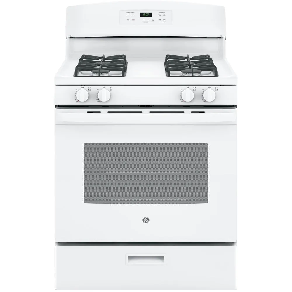 GE 30" Deluxe Gas Freestanding Range Steam Cleaning - White - JCGBS60DEKWW