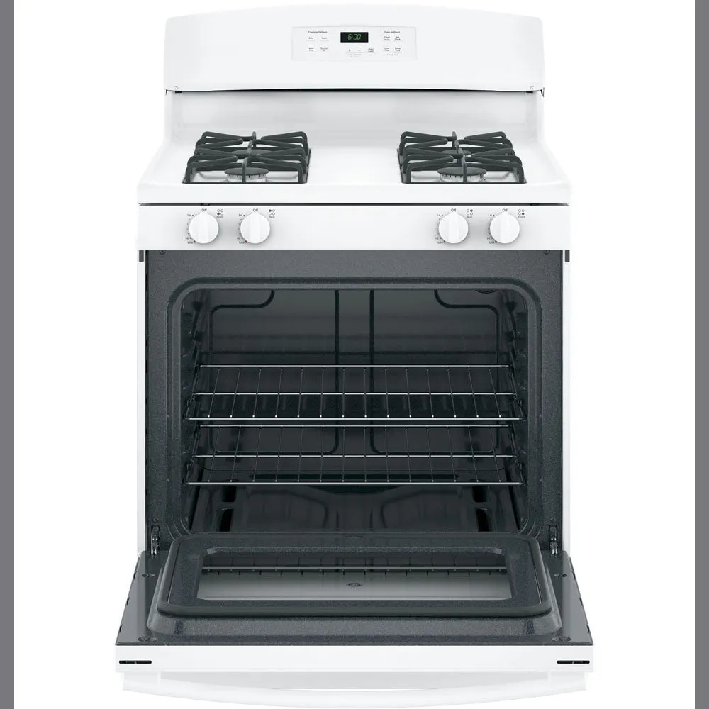 GE 30" Deluxe Gas Freestanding Range Steam Cleaning - White - JCGBS60DEKWW