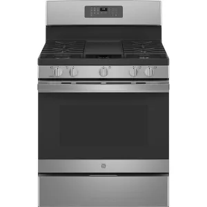 GE 30" Gas Freestanding Range 18K BTU Boil and 5K Simmer - Stainless - JCGB660SPSS