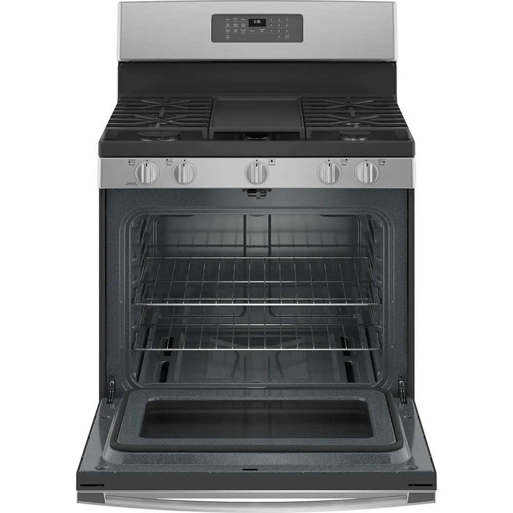 GE 30" Gas Freestanding Range 18K BTU Boil and 5K Simmer - Stainless - JCGB660SPSS