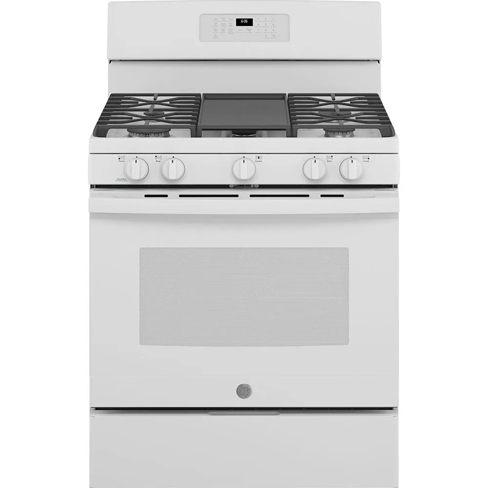 GE 30" Gas Freestanding Range 18K BTU Boil and 5K Simmer - White - JCGB660DPWW