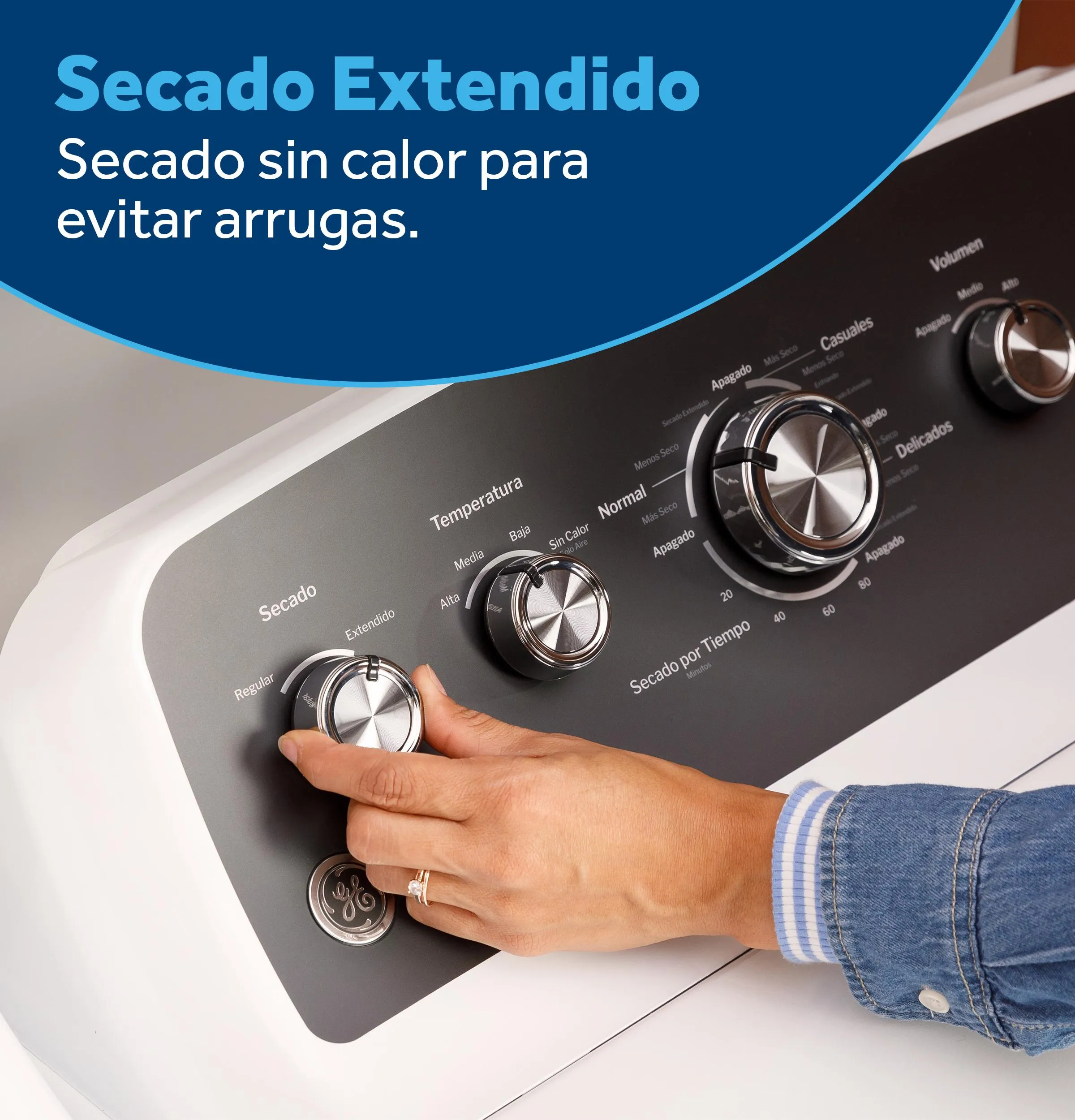 Ge Appliances ETD48GASWWB Ge 7.2 Cu. Ft. Capacity Gas&#X00A0;Dryer&#X00A0;With&#X00A0;Spanish Panel And Up To 120 Ft. Venting&#X200B;