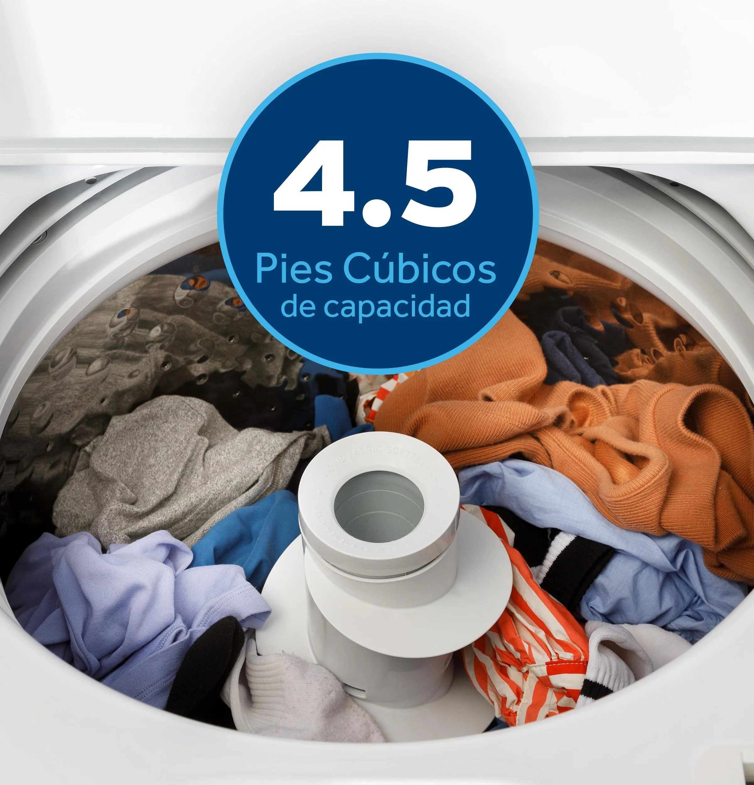 Ge Appliances ETW485ASWWB Ge 4.5 Cu. Ft. Capacity Washer With Spanish Panel And Wash Modes Soak And Power