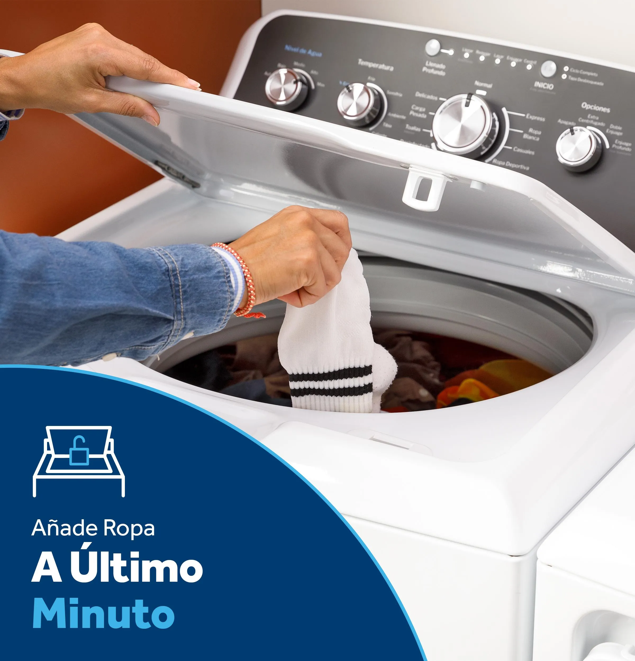 Ge Appliances ETW485ASWWB Ge 4.5 Cu. Ft. Capacity Washer With Spanish Panel And Wash Modes Soak And Power