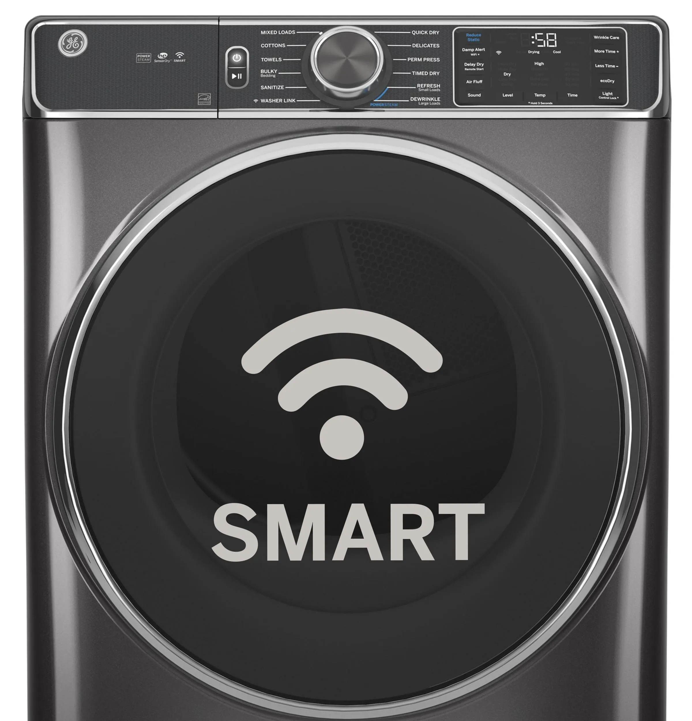 Ge Appliances GFD65GSPVDS Ge 7.8 Cu. Ft. Capacity Smart Front Load Gas Dryer With Steam And Sanitize Cycle