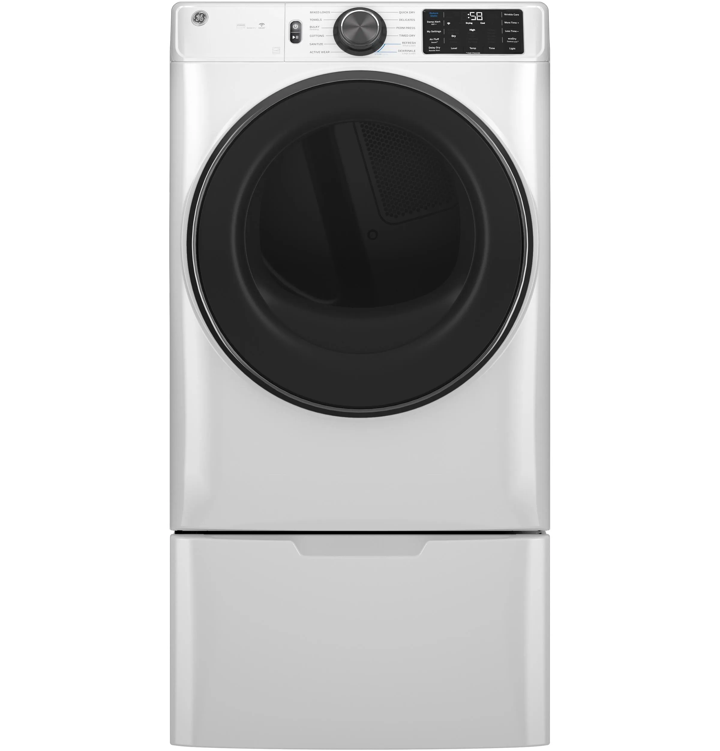 Ge Appliances GFD65GSSVWW Ge 7.8 Cu. Ft. Capacity Smart Front Load Gas Dryer With Steam And Sanitize Cycle