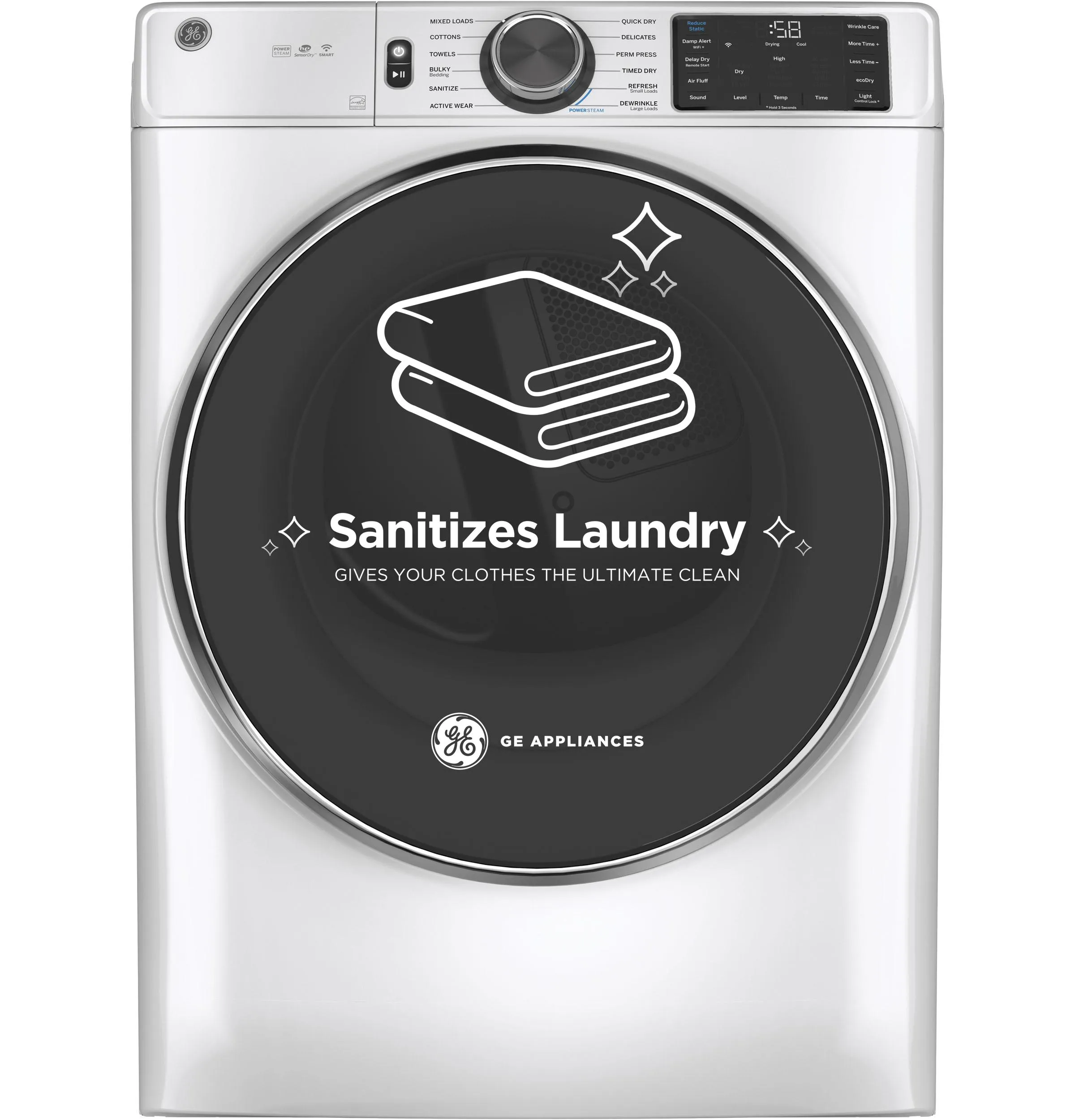 Ge Appliances GFD65GSSVWW Ge 7.8 Cu. Ft. Capacity Smart Front Load Gas Dryer With Steam And Sanitize Cycle