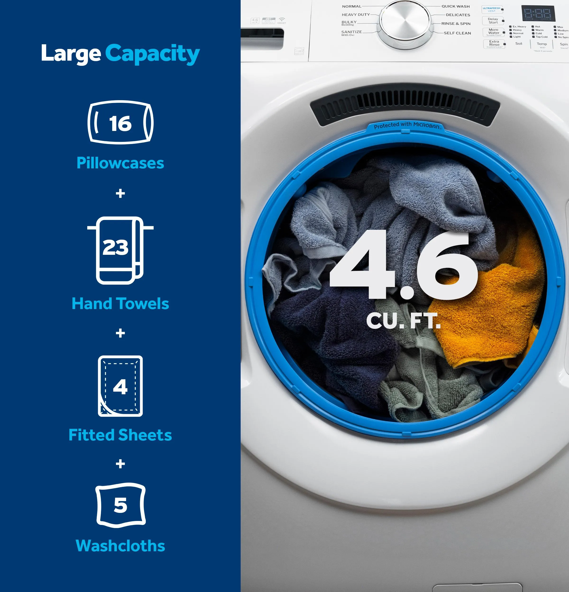Ge Appliances GFW350SSYWW Ge? Energy Star? 4.6 Cu. Ft. Capacity Smart Front Load Washer With Ultrafresh Vent System With Odorblock&#8482;
