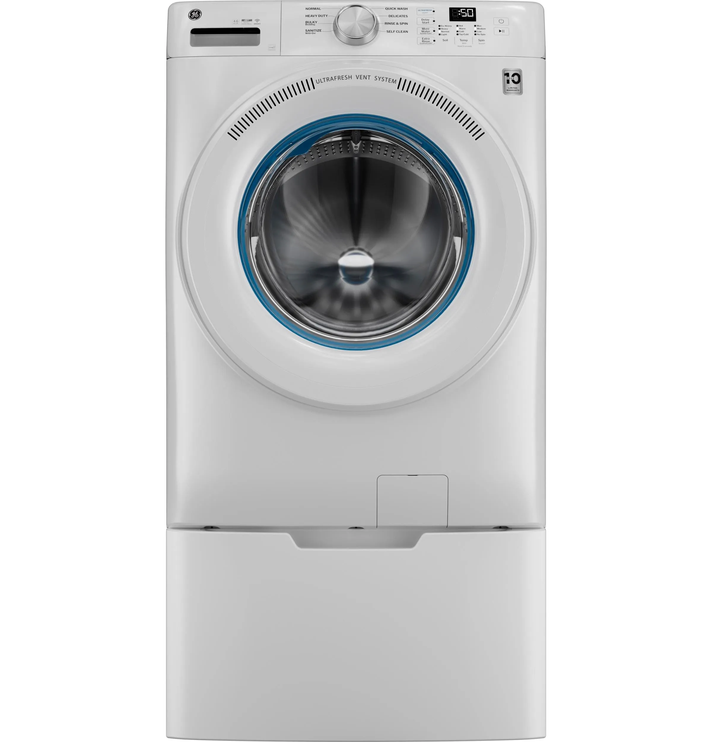 Ge Appliances GFW350SSYWW Ge? Energy Star? 4.6 Cu. Ft. Capacity Smart Front Load Washer With Ultrafresh Vent System With Odorblock&#8482;