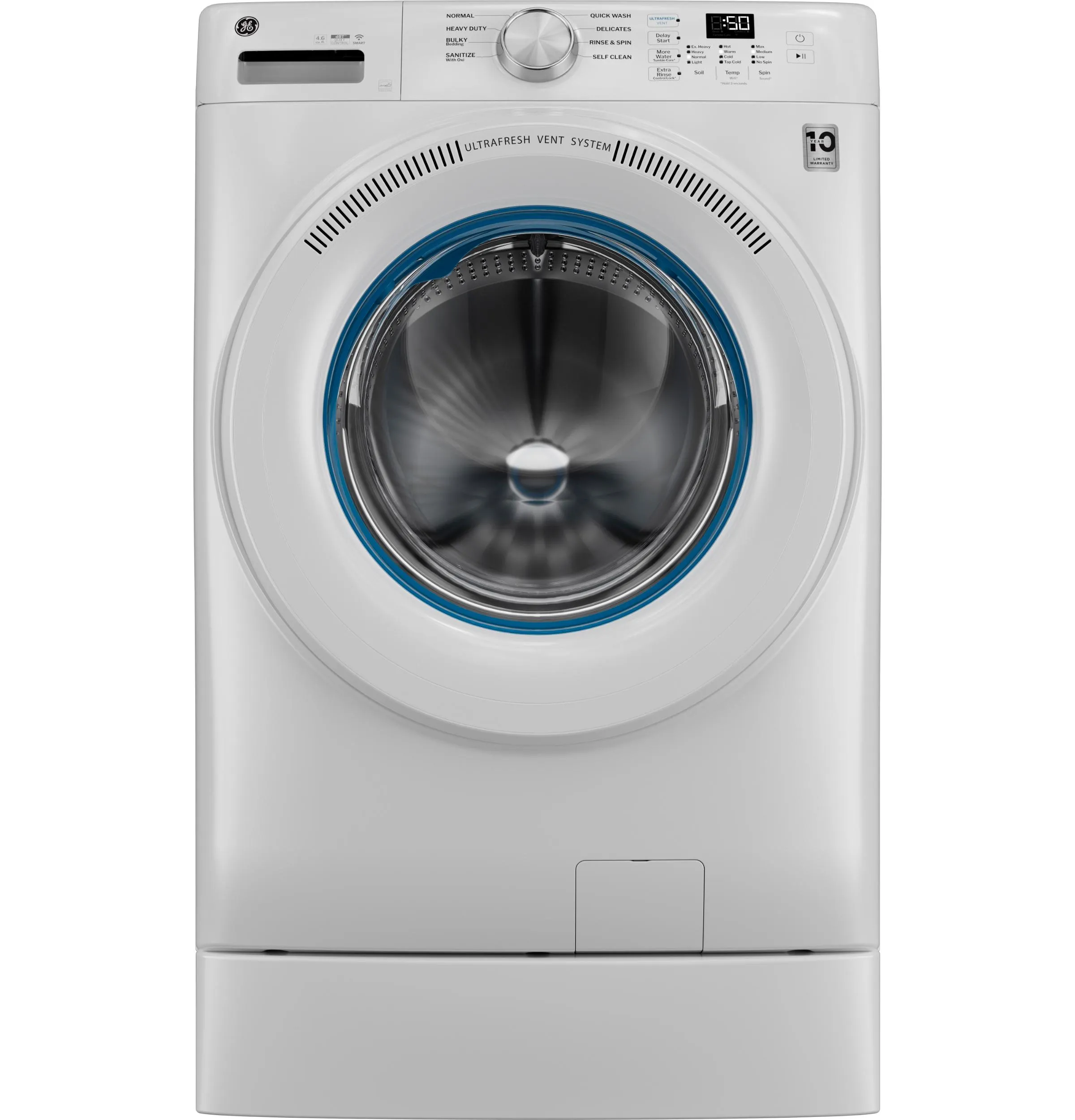 Ge Appliances GFW350SSYWW Ge? Energy Star? 4.6 Cu. Ft. Capacity Smart Front Load Washer With Ultrafresh Vent System With Odorblock&#8482;