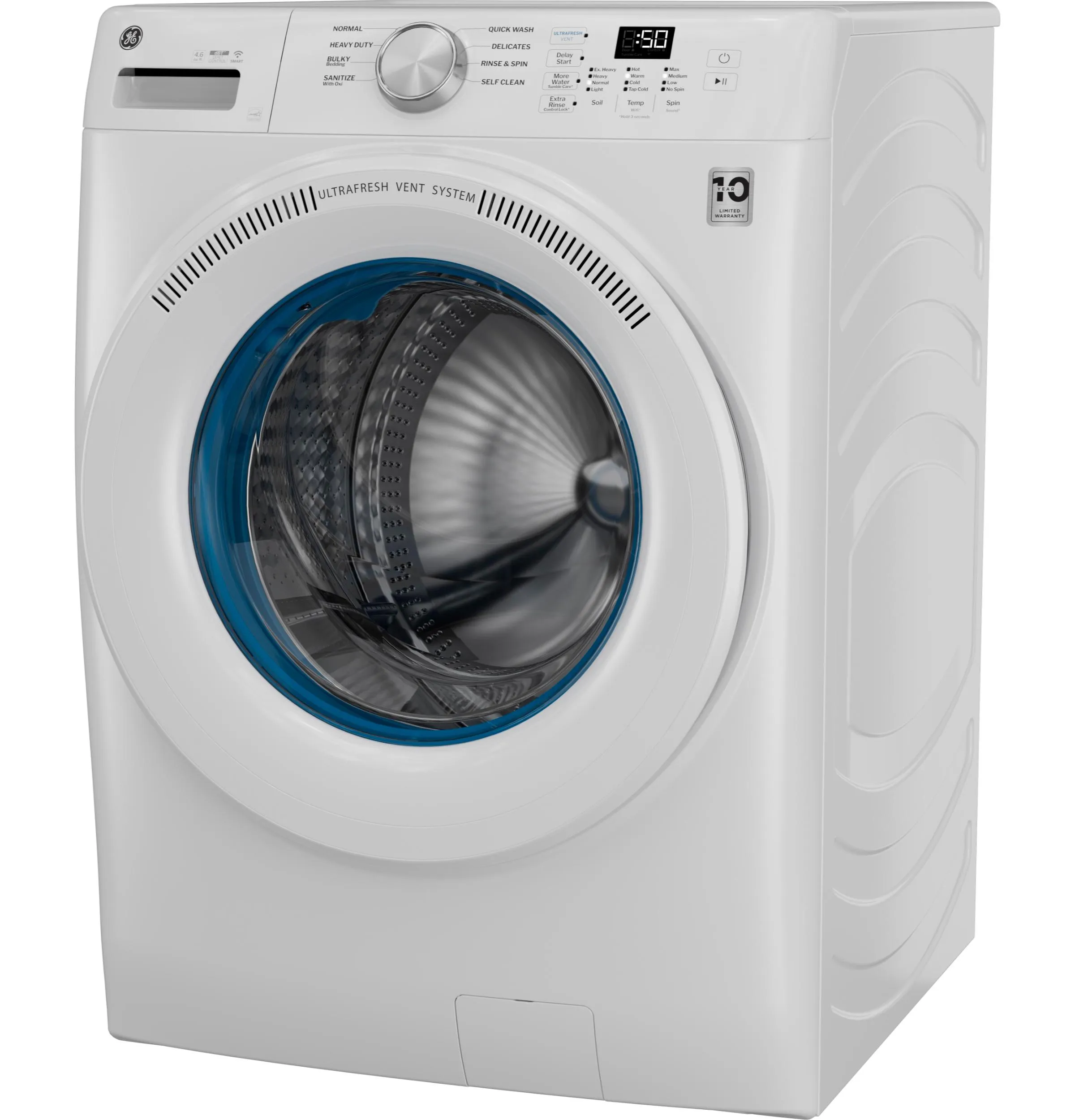 Ge Appliances GFW350SSYWW Ge? Energy Star? 4.6 Cu. Ft. Capacity Smart Front Load Washer With Ultrafresh Vent System With Odorblock&#8482;