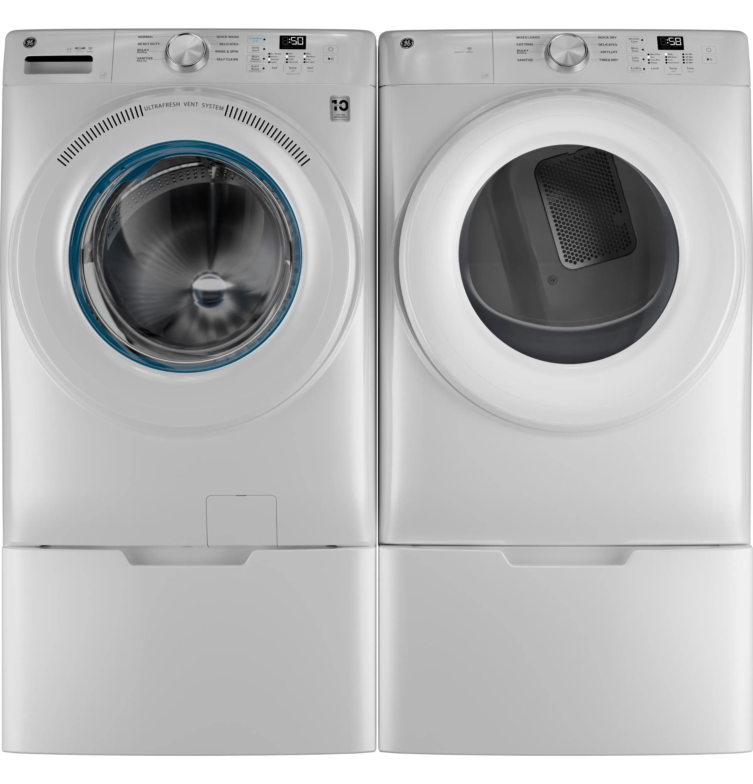 Ge Appliances GFW350SSYWW Ge? Energy Star? 4.6 Cu. Ft. Capacity Smart Front Load Washer With Ultrafresh Vent System With Odorblock&#8482;