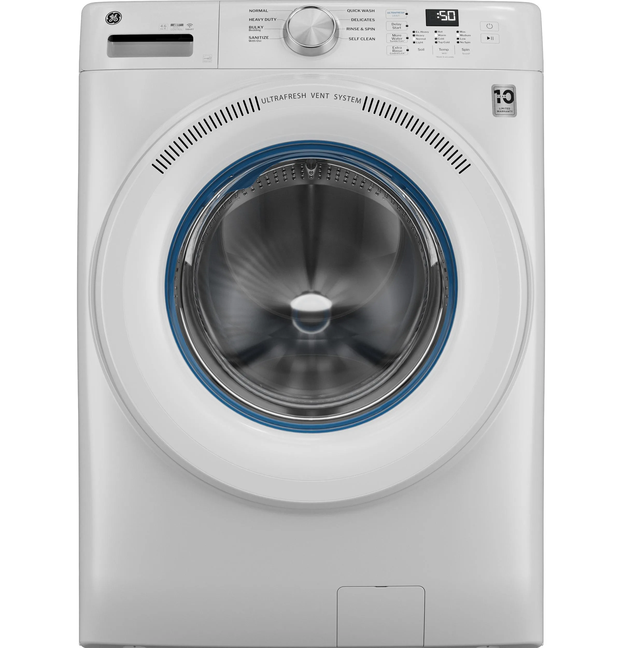 Ge Appliances GFW350SSYWW Ge? Energy Star? 4.6 Cu. Ft. Capacity Smart Front Load Washer With Ultrafresh Vent System With Odorblock&#8482;