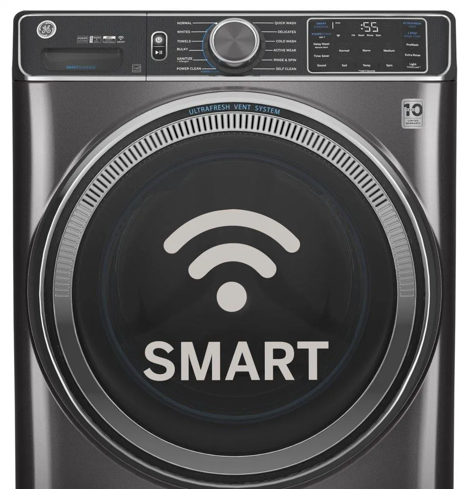 Ge Appliances GFW650SSNWW Ge? 4.8 Cu. Ft. Capacity Smart Front Load Energy Star? Steam Washer With Smartdispense&#8482; Ultrafresh Vent System With Odorblock&#8482; And Sanitize   Allergen
