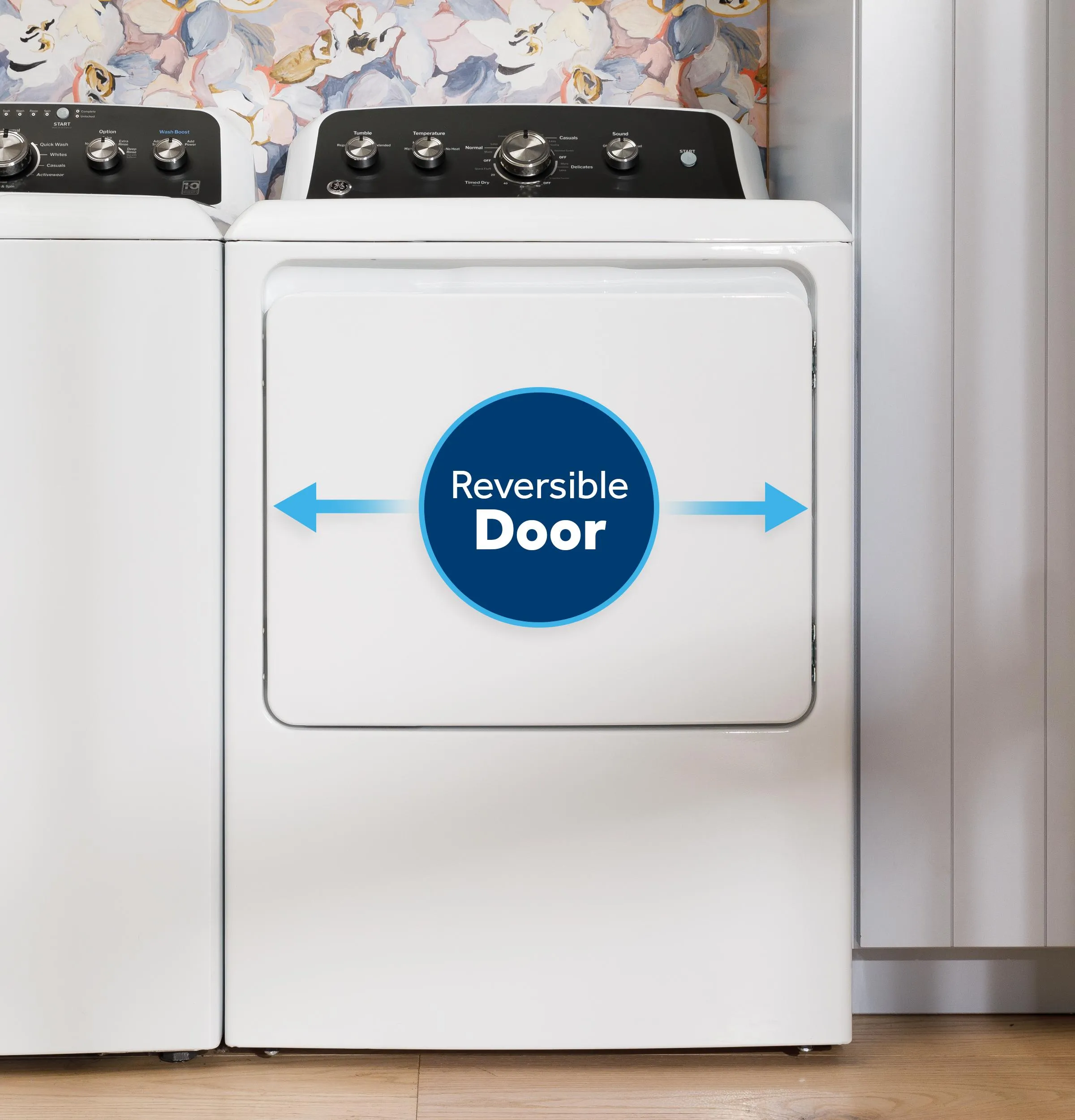 Ge Appliances GTD38GASWWS Ge 7.2 Cu. Ft. Capacity Gas Dryer With Up To 120 Ft. Venting And Reversible Door&#X200B;