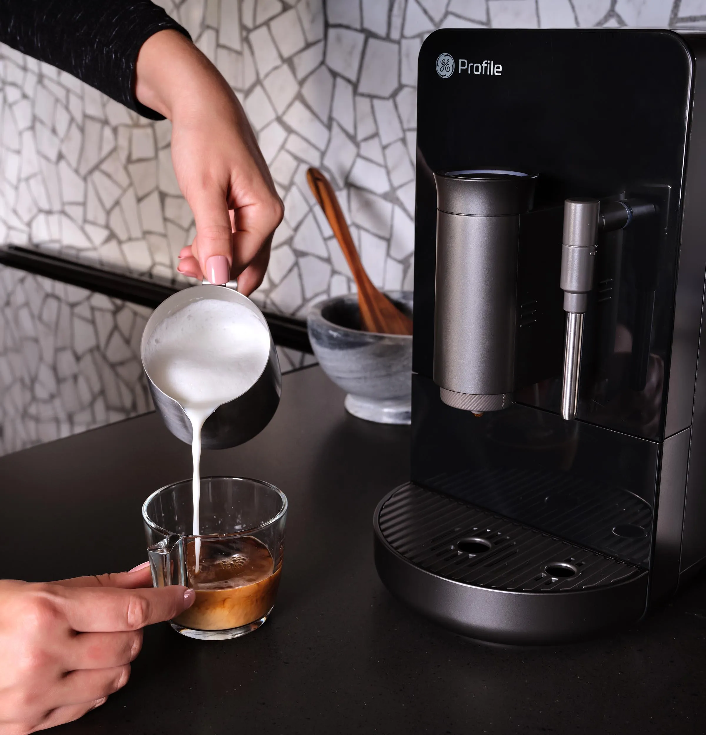 Ge Appliances P7CEBBS6RBB Ge Profile&#8482; Automatic Espresso Machine   Frother