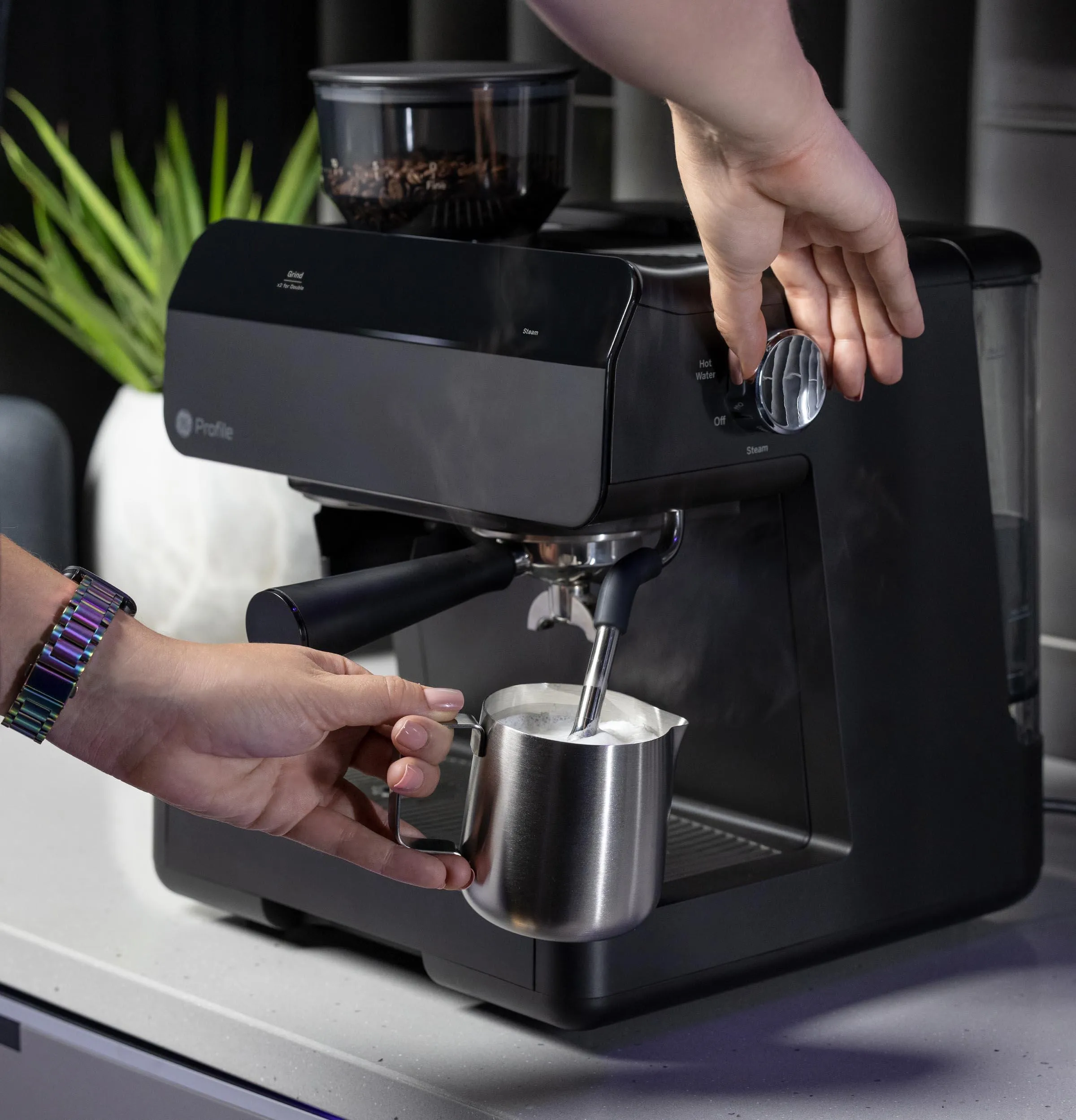 Ge Appliances P7CESAS6RBB Ge Profile&#8482; Semi Automatic Espresso Machine   Frother