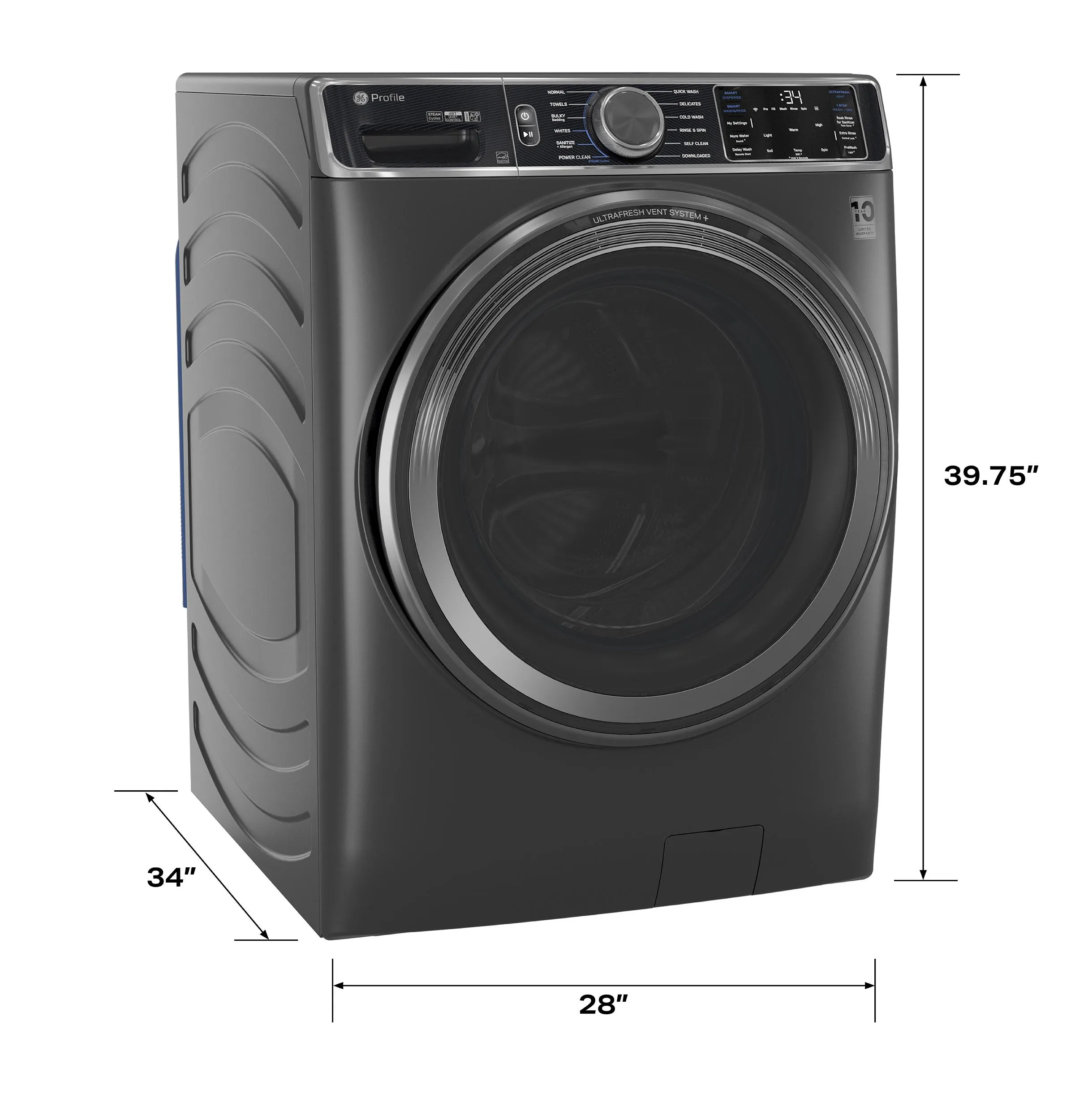 Ge Appliances PFW955SPWDS Ge Profile&#8482; 5.5 Cu. Ft. Capacity Smart Front Load Energy Star? Steam Washer With Ultrafresh Vent System  And Smart Wash & Smart Rinse