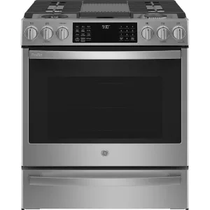 GE Profile 30" Slide-In Duel Fuel Range - Stainless - PC2S930YPFS