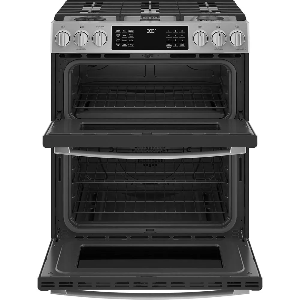 GE Profile 30" Slide-In Gas Range Double Oven - Stainless - PCGS960YPFS