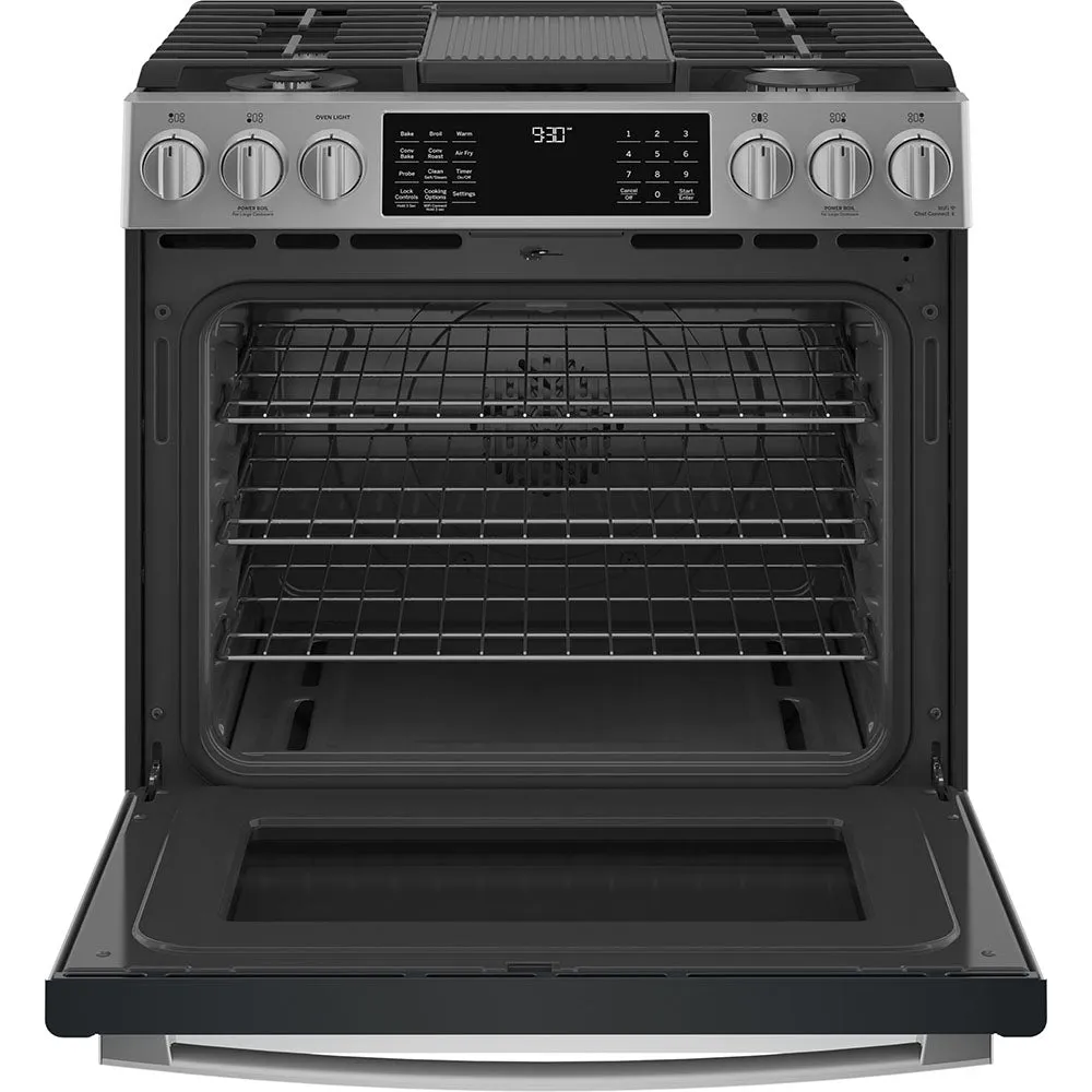 GE Profile 30" Slide-In Gas Range - Stainless - PCGS930YPFS