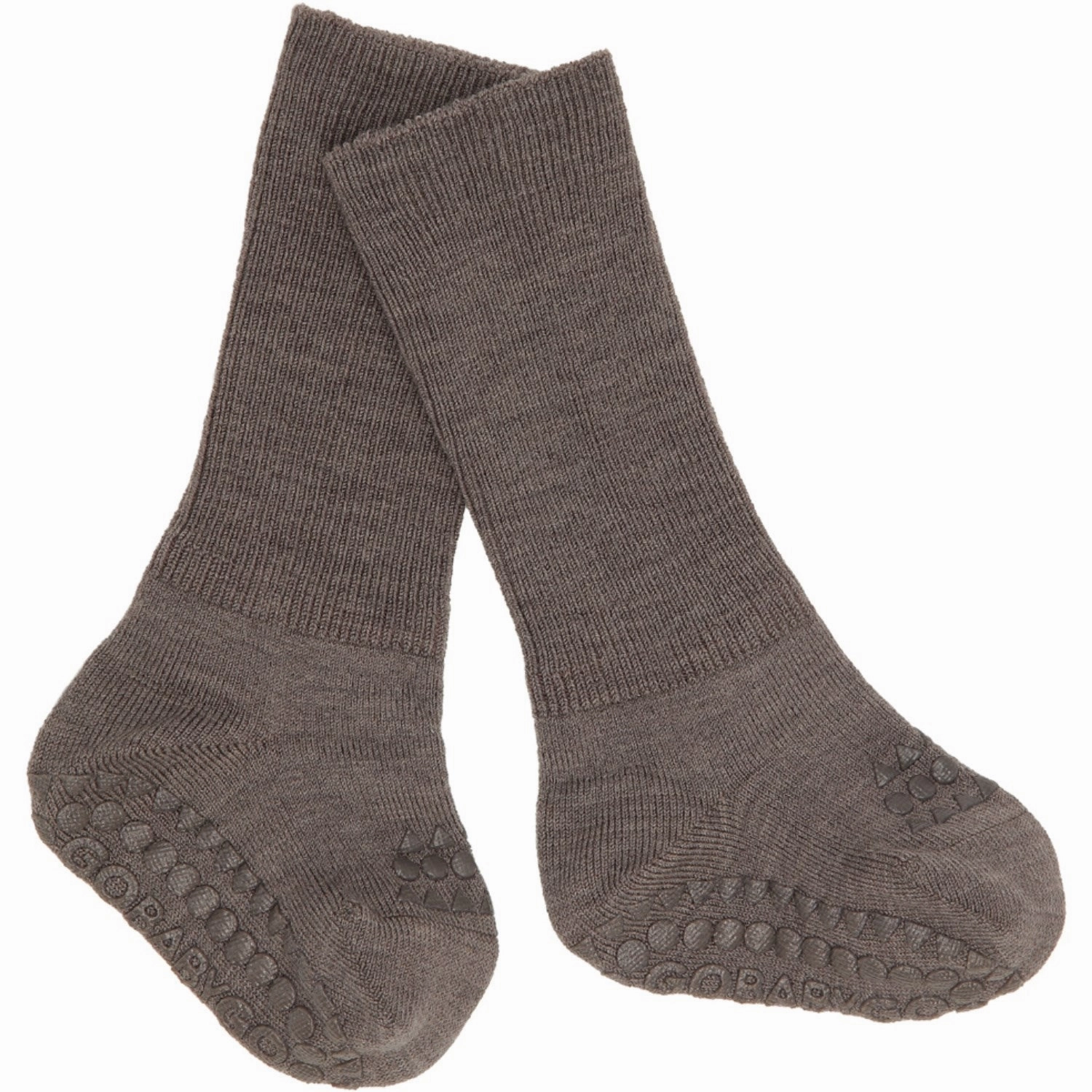 Gobabygo Brown Melange Non-Slip Socks In Merino Wool Limited Stock Hot Deal Special Occasion Discount