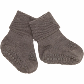 Mega Discount Event Gobabygo Brown Melange Non-Slip Socks In Merino Wool