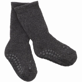 Gobabygo Dark Grey Melange Non Slip Socks Organic Cotton Hot Offer Event