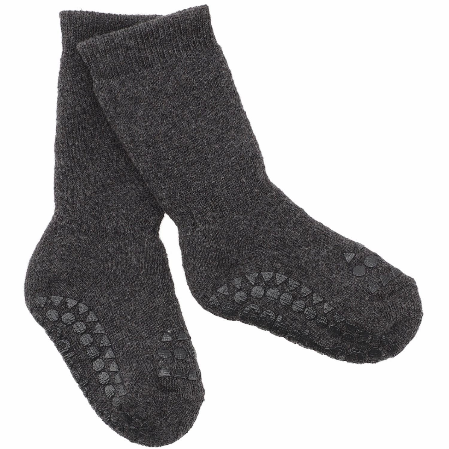 Gobabygo Dark Grey Melange Non Slip Socks Organic Cotton Hot Offer Event