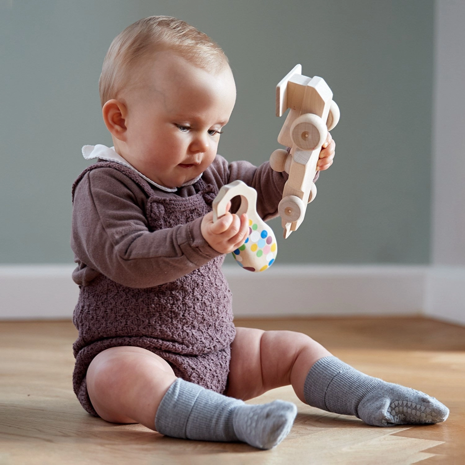 Gobabygo Grey Melange Non-Slip Socks Bamboo Weekend Specials