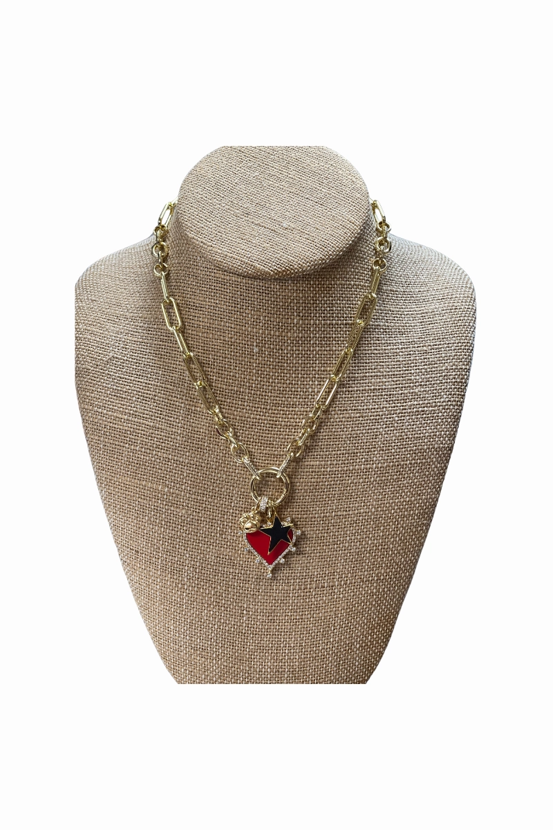Last Chance Steal Gold Filled Mixed Chunky Chain-Type-2 W/Red Heart Pendant