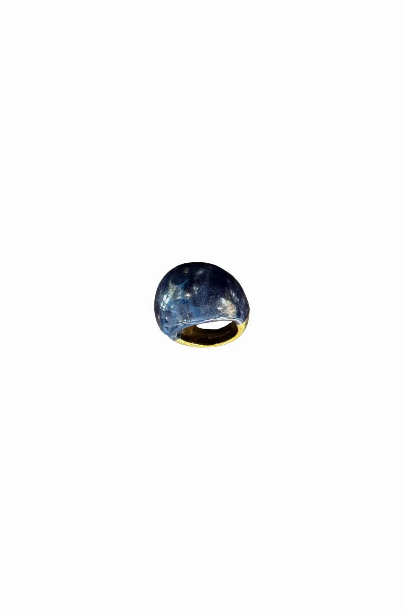 Instant Savings Inside Deal Frenzy Today Gold Polished Blue Sandstone Ring