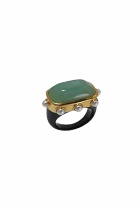 Gold Polished Jade Pearl Ring Exclusive Deal Inside Sweet Deal Inside