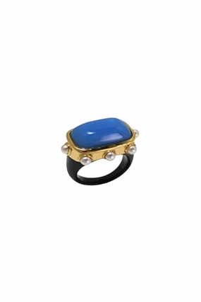 Save Big Today Gold Polished Poly Periwinkle With Pearl Ring