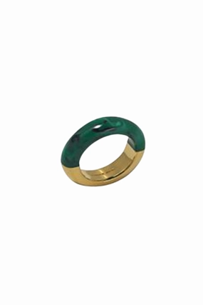 Gold Polished Two Tone Malakite Ring Shop & Save Big Special Offer Inside