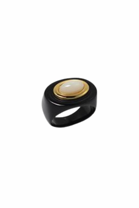 Polished Gold White Semi-Opaque Ring Best Seller Deal Shop Hot Picks