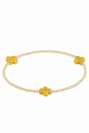Signature Cross Gold Pattern 2Mm Bead Bracelet - Canary Limited Offer Alert Grab It Fast