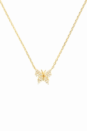 925 Yellow Gold Filled Cz Crystal Pav Butterfly Necklace Clearance Steal Today