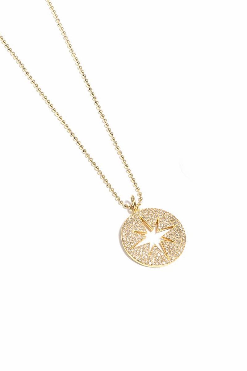 Online Exclusive Offer Grab It Fast Pav Diamond Small Compass Necklace In Yellow Gold