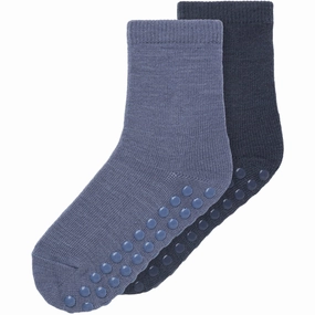 Name It Folkstone Gray Nmmwak Wo/Bl 2P Socks W/Non Skid Instant Discount Weekend Specials