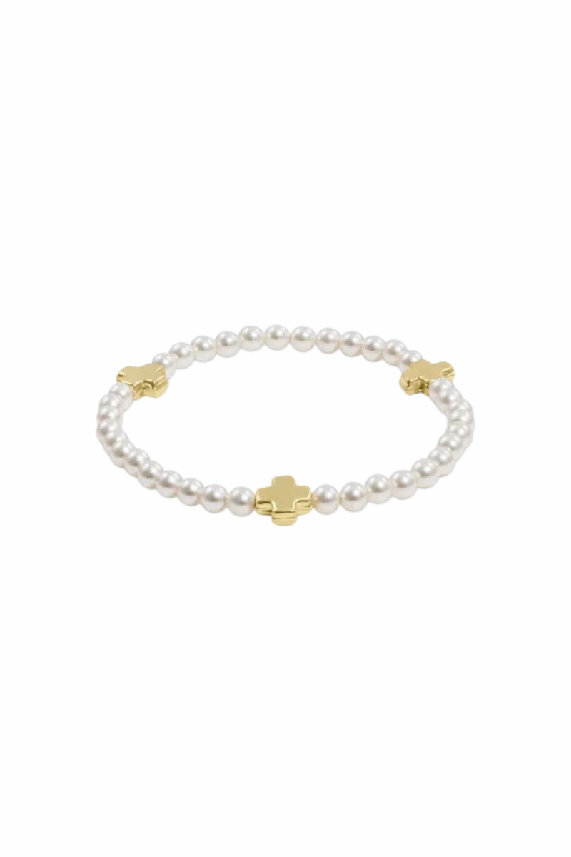 Shop Hot Deals Signature Cross Pearl Pattern 4Mm Bead Bracelet - Gold